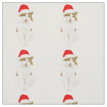 Cat with Santa's Hat Fabric