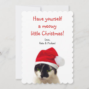 Cat with Santa's Hat Holiday Card