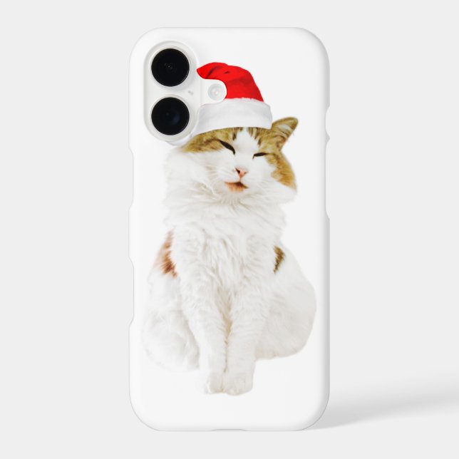 Cat with Santa's Hat Iphone Case (Back)