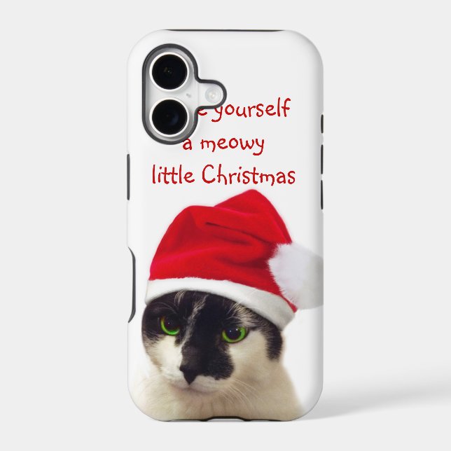 Cat with Santa's Hat Iphone Case (Back)