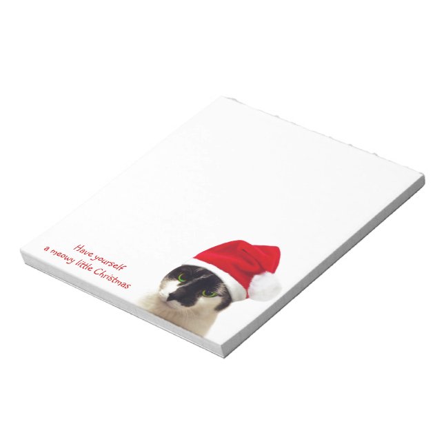 Cat with Santa's Hat Notepad (Rotated)