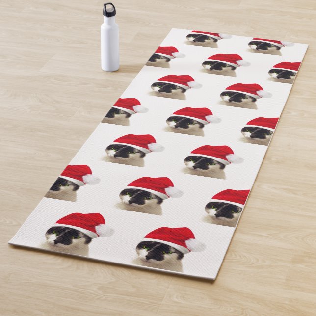 Cat with Santa's Hat Yoga Mat (In Situ)