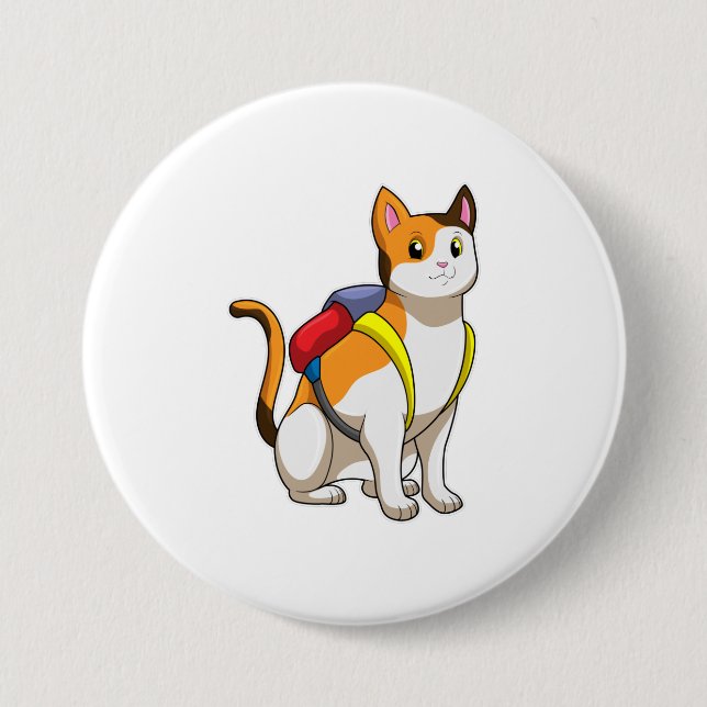 Cat with Satchel Button (Front)
