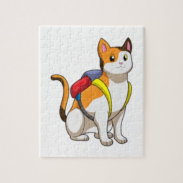 Cat with Satchel Jigsaw Puzzle (Vertical)