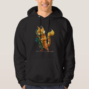Cat with saxophone hoodie