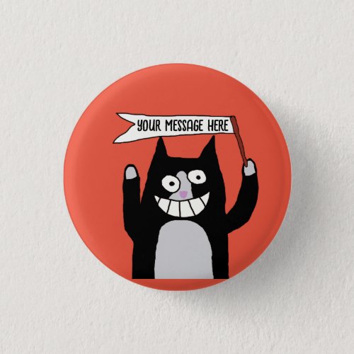 Cat with sign your message cats tuxedo button