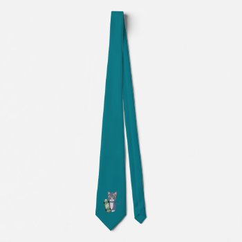 Cat With Skateboard Neck Tie by i_love_cotton at Zazzle