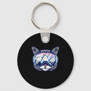 Cat With Ski Goggles Skiing Design For Skiers  Keychain