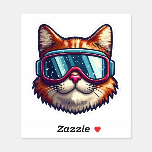 Cat With Skiing Goggles Sticker