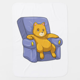 Cat with Sofa Baby Blanket
