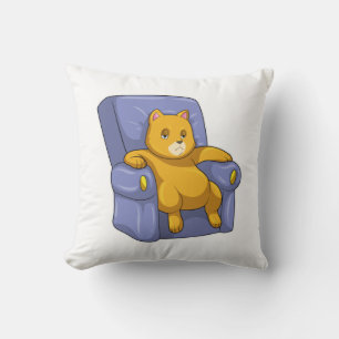 Cat with Sofa Throw Pillow