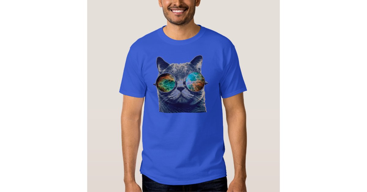 Cat With Space Glasses T-Shirt | Zazzle