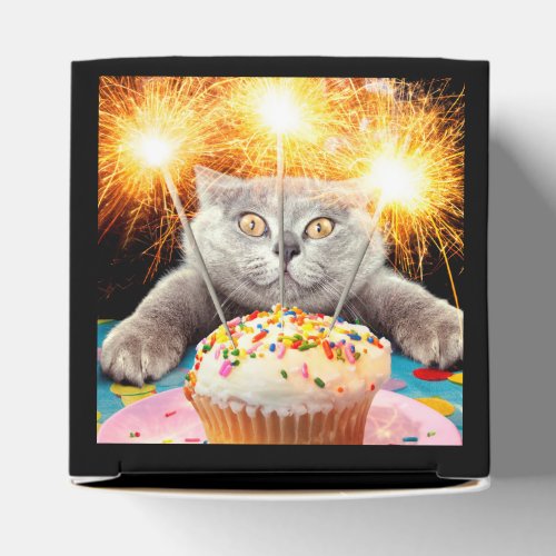 Cat With Sparkler Cupcake Favor Boxes