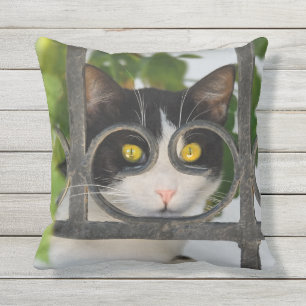 Cat with Spectacles Frame Funny - for Outside Throw Pillow