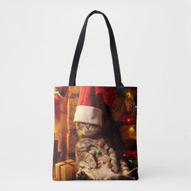 Cat With Stocking on Head Tote Bag (Front)