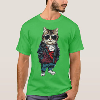 Cat with street style T-Shirt