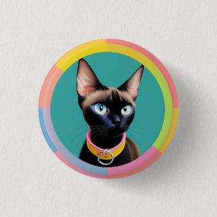Cat With Striking Eyes by Circular Mirror Button