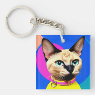 Cat With Striking Eyes Keychain