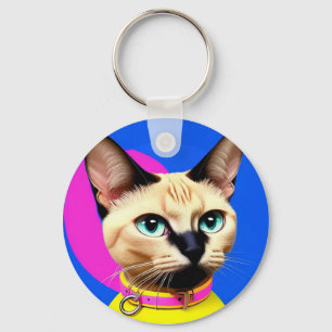 Cat With Striking Eyes Keychain