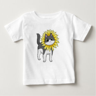 Cat with Sunflower Baby T-Shirt