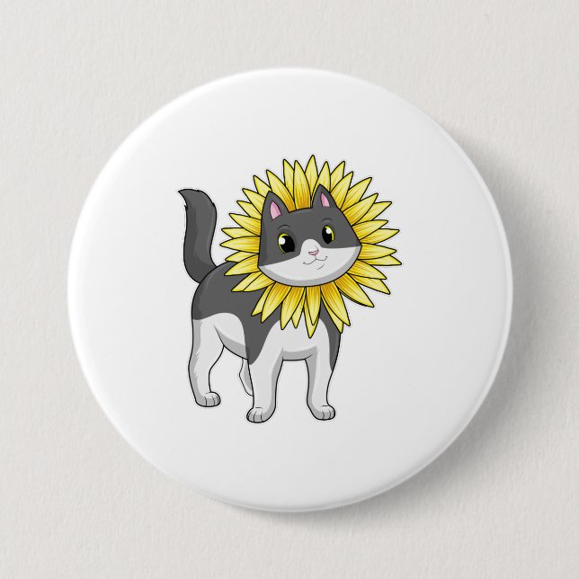 Cat with Sunflower Button (Front)
