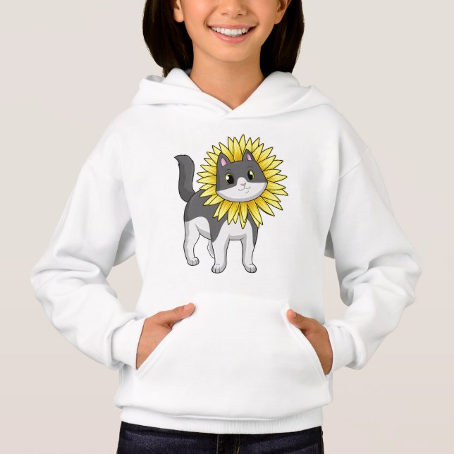 Cat with Sunflower Hoodie (Front)