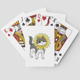 Cat with Sunflower Poker Cards