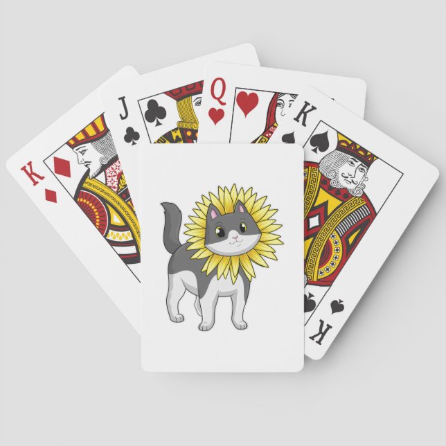 Cat with Sunflower Poker Cards (Back)