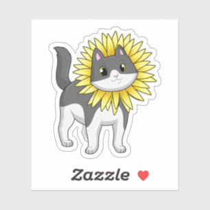 Cat with Sunflower Sticker
