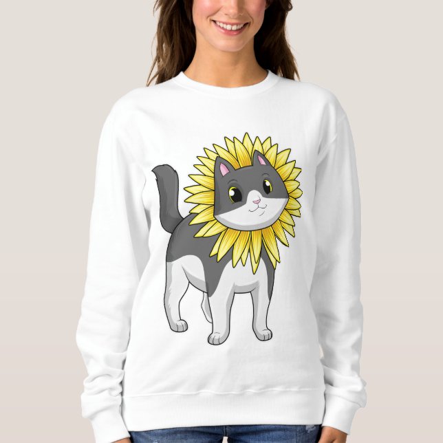 Cat with Sunflower Sweatshirt (Front)
