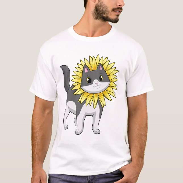 Cat with Sunflower T-Shirt (Front)