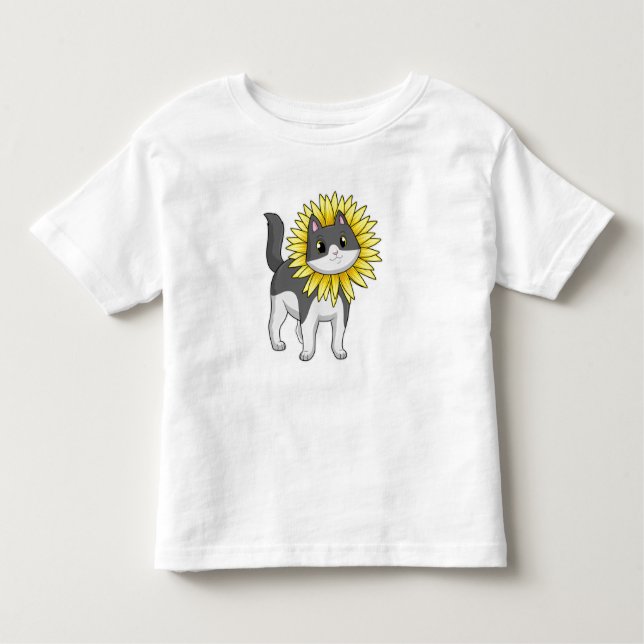 Cat with Sunflower Toddler T-shirt (Front)