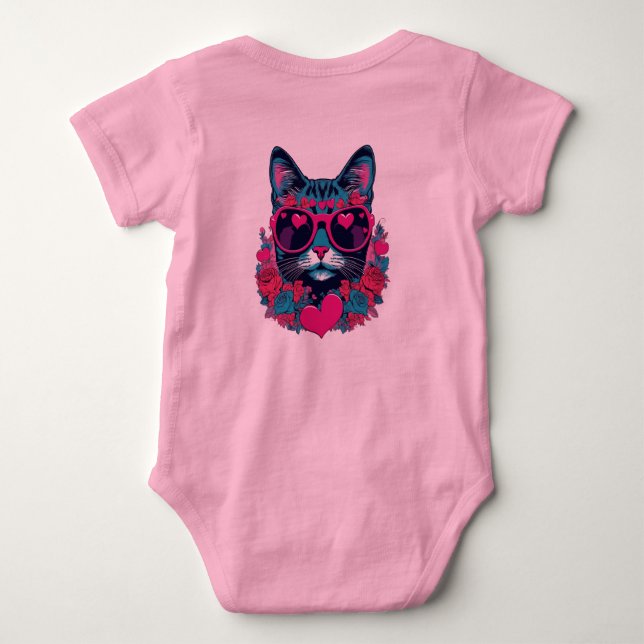 Cat with Sunglasses Baby Bodysuit (Back)