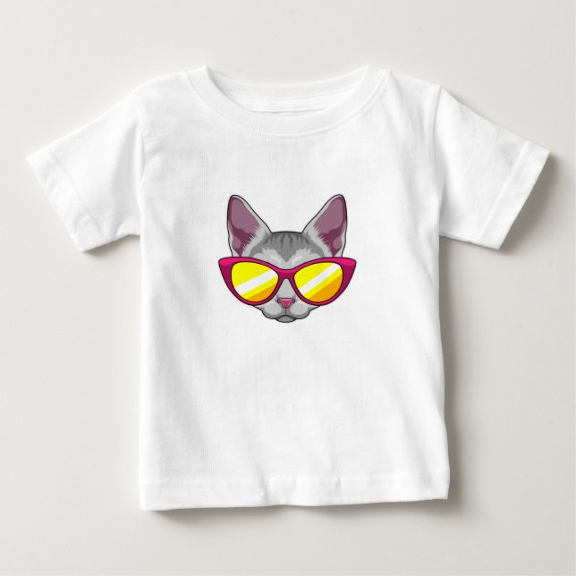 Cat with Sunglasses Baby T-Shirt (Front)