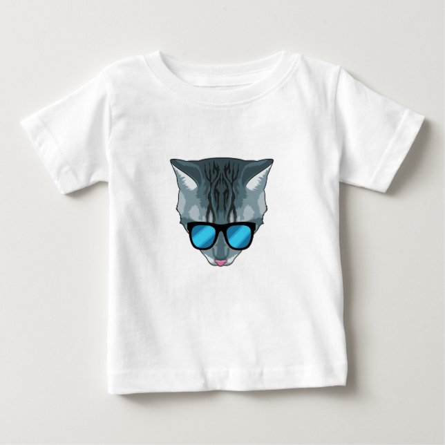 Cat with Sunglasses Baby T-Shirt (Front)
