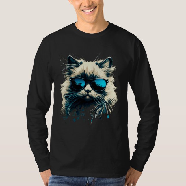 Cat with Sunglasses for Ragdoll Cat T-Shirt (Front)