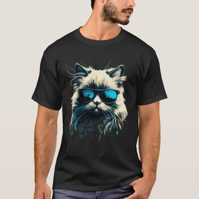 Cat with Sunglasses for Ragdoll Cat T-Shirt (Front)