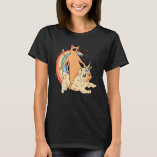 Cat With Sunglasses Unicorn Dog Rainbow Graphic T-Shirt