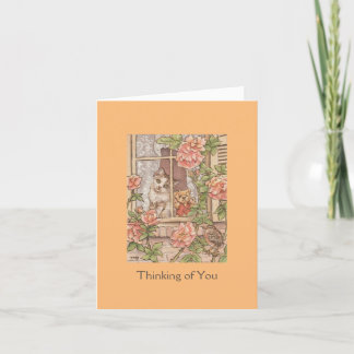 Cat with Teddy Bear blank friendship Greeting Card