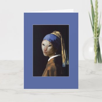 Cat With The Pearl Earring Card by knichols1109 at Zazzle