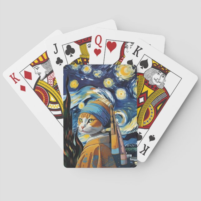 Cat with the pearl earring  poker cards (Back)