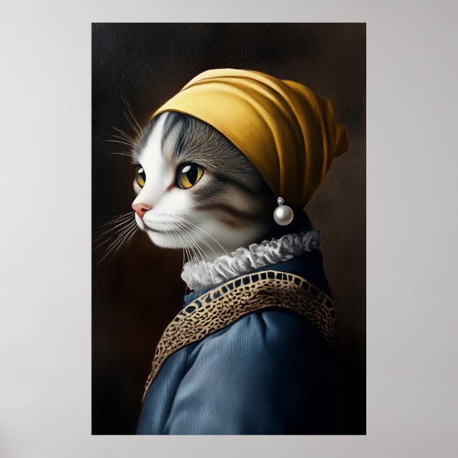 Cat with the Pearl Earring Poster (Front)