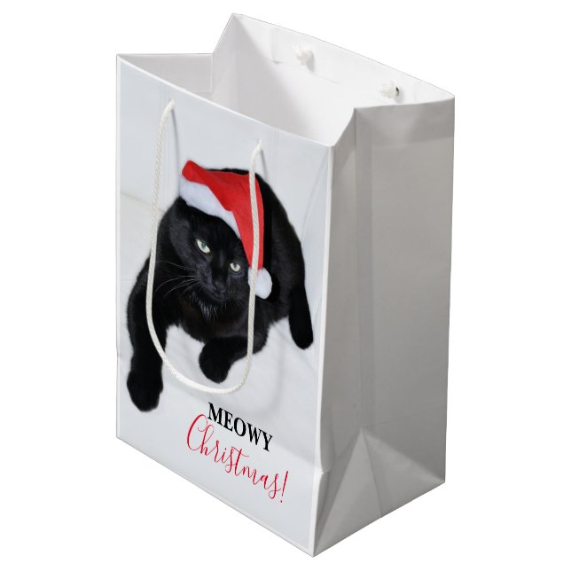 Cat with the Red Santa Hat Medium Gift Bag (Front Angled)