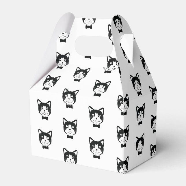 Cat With Tie Favor Boxes (Front Side)