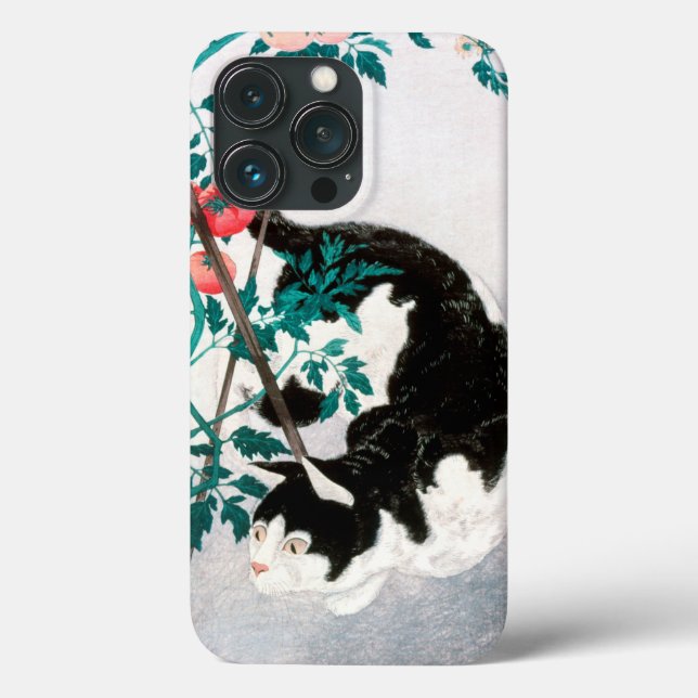 Cat with Tomato Plant (1931) by Hiroaki Takahashi Case-Mate iPhone Case (Back)
