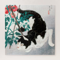 Cat with Tomato Plant (1931) by Hiroaki Takahashi