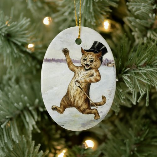 Cat with Top Hat  Cane  Louis Wain  Ornament 