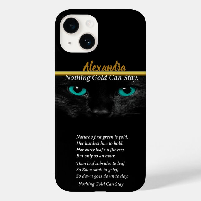 Cat with turquoise eyes Robert Frost poem   Case-Mate iPhone Case (Back)