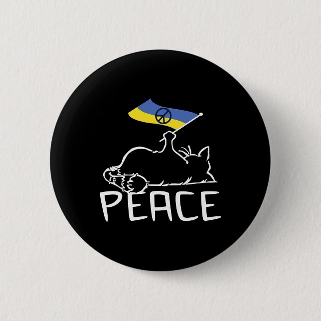 Cat With Ukraine Flag  Button (Front)