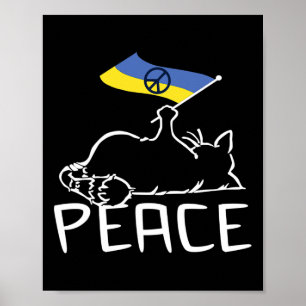 Cat With Ukraine Flag Poster